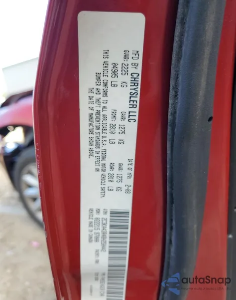 2008 Chrysler 300 Lx from USA, damaged, VIN 2C3KA43R48H250442